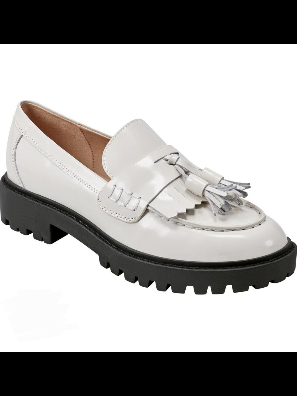 Marc Fisher Ozzie White Leather Tassel Kiltie Loafer Sz 7M New Ret $160